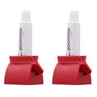 RAYNAG 2 Pack Bathroom Rolling Tube Toothpaste Squeezer Dispenser, Tubes Roller Toothpaste Holder Stand, Save Counter/Cabinet Space, Red