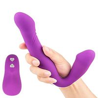 JIEBUSI Perfect Size Couple Adult Toys Strapless Strapon Erotic Remote Control Strap-on Lesbian Double Ended (B)