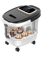 Foot Spa Bath Massager with Motorized Rolling Massage, Heated Bath, Wave, O2 Bubbles Relieve Fatigue & Tens, Foot Soaking Tub with Built-in Storage and Wheels