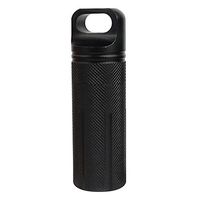 SANNYSIS Travel Wild Pill Box Case Waterproof Large Aluminum Bottle Holder Outdoor Container Keyring (Black)