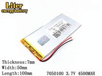 3.7V 4500mAh 7050100 Lithium Polymer Ion Rechargeable Battery Lithium Polymer Li-Po Battery for MP4 GPS MP3 Bluetooth Stereo DIY Gift