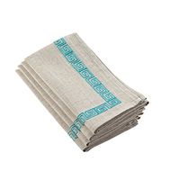 SARO LIFESTYLE Greek Key Design Dinner Napkins, 20", Aqua, 4 Pieces
