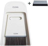 YAMY Mini Dustpan and Brush Set, Small Hand Broom and Dust Pan, Mini Broom Little Dustpan for Home Office Cleaning Table Countertop Keyboard Pets Hair and Small Messes (White)