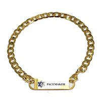 Pre-Engraved Gold Plated Curb Link"Pacemaker" Medical ID Bracelets for Women