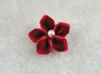 30 Pcs Flannel Plus Beads Pentagonal Flowers Craft DIY Applique U Pick (Rose)