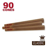RAW 90 Classic King Hemp Cones - W Gallery Box - 109mm Pre Rolled Cones, 26mm Filter Tips, Pure Natural Brown Unbleached Unrefined Rolling Papers, Bulk Pack Bundle, Compare Elements 110mm