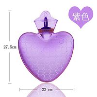 Heart-Shaped Water Injection hot Water Bag Transparent Warm Water Bag Warm Hand Warm Foot Warmer-Purple Heart Shape