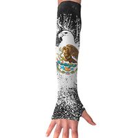 Sports Arm Sleeves Eagle Mexican Flag UV Sun Protection Arm Sleeves with Thumb Holes Cooling Arm