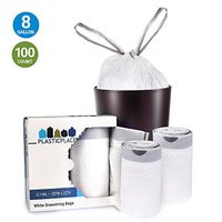 Plasticplace 8 Gallon Trash Bags │ 0.7 Mil │ White Drawstring Garbage Can Liners │ 22" x 22" (100 Case)