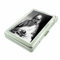 Vintage Gypsy Woman Fortune Teller D7 Cigarette Case Lighter Smoking King Size Cigarettes Silver Metal Wallet 4" X 2.75" RFID Protection