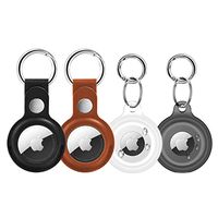 [4 Pack] Waterproof Airtag Keychain&Leather Air Tag Holder,Supfine Protective Tracker Case with Loop Key Ring for Apple AirTags,IPX8 Airtag Cover for Wallet,Luggage,Cat,Dog,Pets(Multi-Color)