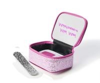 Miamica Trendy Hot Pink Glitter Nail & Tiny Care Kit with Emory Board Case Travel Organizer Box