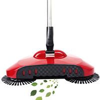 hierkryst Brush Sweeping Machine Household Cleaner Automatic Push Sweeper Broom Without Electricity (Red)