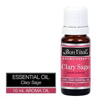 Bon Vital' Aromatherapy Clary Sage Essential Oil, Undiluted Therapeutic Aroma Oil for Aroma Therapy Diffuser, Perfumes, Skin Care and Hair Care Products, Best Oil for Stress Relief, Relaxation, 10 mL
