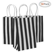 Road 5.25x3.25x8 Inches 50pcs Stripes Kraft Paper Bags, Retail Bag, Merchandise Bag, Gift Bag, Party Bag (Black)