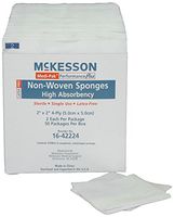 McKesson 16-42224 Medi-Pak Performance Plus Non-Woven Sponge, High Absorbency, Sterile, 4-Ply, 2" Width, 2" Length, Pack of 3000, 2" Width, 2" Length (Pack of 3000)