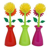 ANGELA 1 Piece of Sunflower Flower Styling Pot Brush - Vase Design Multifunctional Creative Kitchen Dishwashing Bathroom Cleaning Tool -9.82.8 Inch Random Color