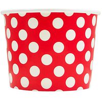 Valentine's Day Red Paper Ice Cream Cups - 12 oz Polka Dotty Dessert Bowls - Perfect For Your Yummy Foods! Many Colors & Sizes - Frozen Dessert Supplies - 50 Count