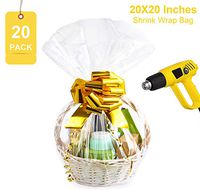 Shrink Wrap Bags for Gift Baskets,20x20 inches Clear PVC Heat Shrink Bags Cellophane Wrap for Packaging,Gift Wrapping 20 Pack