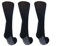 Personal Touch Crew Length Hospital Slipper Socks Size 10-13 Pack of 3 - Black