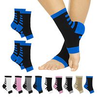 TruCompress Foot Compression Sleeve (2 Pairs) 20-30mmHg - Men, Women Arthritis Plantar Fasciitis Socks for High Arch, Heel Spur Support - Toe Wrap, Runner Leg Circulation Pain Relief, Ankle Splint