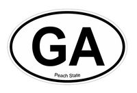 Peach State GA Oval Vinyl Decal Sticker