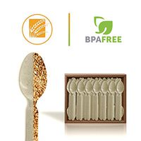 (100 Pack) Disposable Spoons Cutlery Wheat Straw 100% Compostable Biodegradable Flatware BPA Free Eco-Friendly and Durable Heat Resistant Utensils