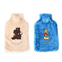 Shop LC Delivering Joy Set of 2 Blue Cream Rubber Hot Water Bottle with Faux Fur Cover