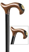 Walking Cane Men Jupiter Design Derby Handle with Horn Inlay and Black Shaft Wood Cane