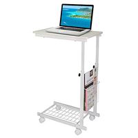 Height Adjustable Overbed Table, Portable Desk Sofa Side Table Medical Tray Table with Detachable Wheels for Studying Reading Breakfast (White)
