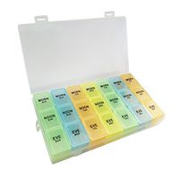 Pill Organizer Box Weekly Case with Pill Splitter Cutter – Holder –Large Travel Medication Reminder Daily Am PM, Day Night 7 Day–Medicine Dispenser, 3,4 Times a Day