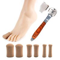 vuUUuv 5 Pairs (10 Pcs+1 Pouch) Fiber Toe Cover -Finger Silicone Protector for Corns, Calluses & Blisters Toe Sleeves (1 Lage+3 Medium+1 Small)