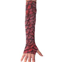 Unisex Dragon Scales Red Arm Sleeves UV Sun Protective Slim Tattoo Arm Gloves Long Sleeve Perfect for Basketball (1 Pair)