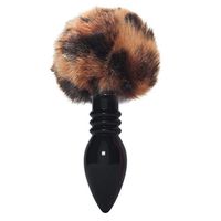 WENWING Plush Ball Leopard Print Rabbit Tail B'ut.t Plug Backyard Stainless Steel Metal Proostate Massager Amal Plug Beaded Stopper Sxx Toys for Men Women