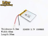 3.7V 1500mAh 524050 Lithium Polymer Ion Rechargeable Battery Lithium Polymer Li-Po Battery for MP4 GPS MP3 Bluetooth Stereo DIY Gift