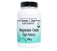 Magnesium Oxide High Potency 500mg 200 Capsules Gluten Free 100% Natural. Serene Dew Supplements