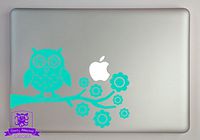 Overly Attached Decals Owl on Tree Branch Vinyl Decal Sized to Fit A 13" Laptop - Mint