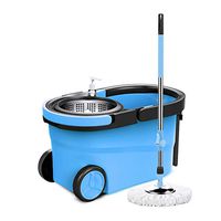 MOP Spinning and Bucket Cleaning Set 360 Degree Spinning Separable Dewatering Basket Double Drive Household (Color : Blue)