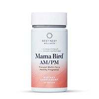 Mama Bird AM PM Prenatal Multi+, Methylfolate (Folic Acid), Methylcobalamin (B12), Natural Whole Food Organic Herbal Blend, Vegan, 2X Daily Vitamin, Supports Immunity, 60 Ct, Best Nest Wellness