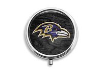 Baltimore Ravens Custom Round Silver Pill Box Pocket 2.1 inches Medicine Tablet Holder Organizer Case
