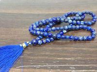 Jet Energized Best Quality Lapis Lazuli Japa Mala Free Booklet jet International Crystal Therapy 6 mm 108 + 1 Prayer A++ Beads