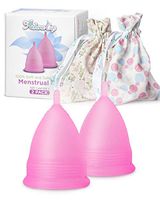 Menstrual Cups Set 2 Pack (Large and Small) | Premium Reusable Period Cup Set for Regular and Heavy Flow | Insert Easier with The Athena Form Fit Rim | Transparent Pink Size 1 and 2 | by Athena Cup