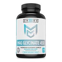 Zhou Nutrition Magnesium Glycinate Complex 450 Mg Tablets - Formulated for Calm, High Absorption, Muscle Relax & Gentle Digestion, Vegan, Non-GMO, Gluten-Free, Soy Free, Bioavailable, 180 Tablets