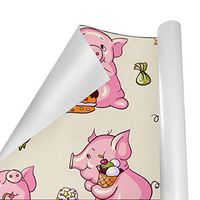 Gift Wrapping Paper Roll Cartoon Pigs for Birthday,Holiday,Wedding,Baby Shower Gift Wrap - 3Rolls - 58inch x 23inchPerRoll