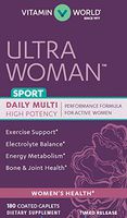 Vitamin World Ultra Woman Sport Daily Multivitamins 180 Caplets, Vitamins for Women, Energy Metabolism Support, Bone & Joint Health, Timed-Release, Coated, Gluten-Free