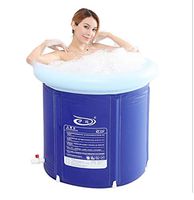 ZMM® Inflatable Bathtub, Bath Barrel Adult Bathtub Inflatable Bathtub Household Thicken Bathtub Whole Body Fold Bathtub Plastic Blue (Color : Blue, Size : 65x65cm)