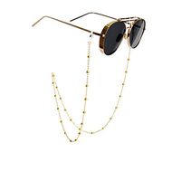 Retro Non-Slip Metal Eyeglass Beaded Necklace Glasses Chain Sunglasses Neck Strap Eyewear Retainer Rope Holder for Women (Gold)