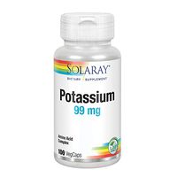 Solaray Potassium 99mg | Fluid & Electrolyte Balance Formula | Heart, Nerve & Muscle Function Support | 100ct, 100 Serv.