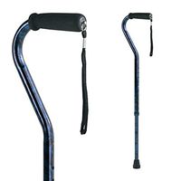 Carex Offset Designer Walking Cane - Height Adjustable Cane with Wrist Strap - Latex Free Soft Cushion Handle, Supports 250lbs, Blue