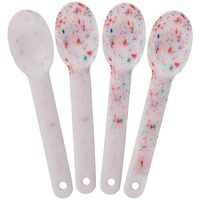 XL Color Changing Plastic Spoons - Changes From White To Confetti - Changes Color When Cold! Extra Durable Birthday Party Spoons - Frozen Dessert Supplies - Made in USA! 25 Count